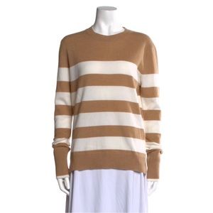 La Ligne Tan and White Striped Wool and Cashmere Sweater
